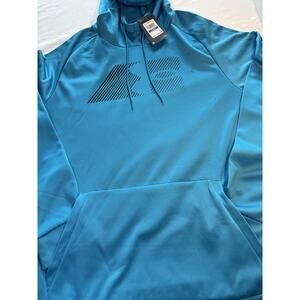Under Armour Men’s Blue Fleece Hoodie, Graphic Print, Pockets, Loose Fit XL NWT